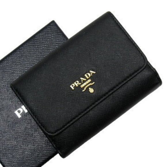 Prada Fold leather Wallet Navy Blue pink - Picture 1 of 4